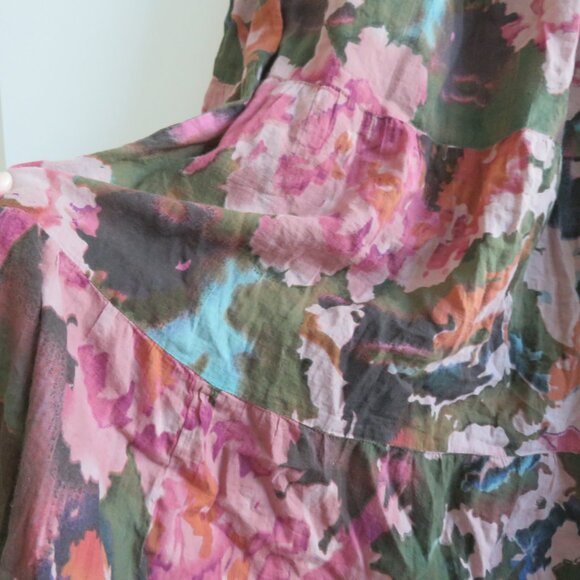 WORLD MARKET Tiered Maxi Dress in Purple Green Floral Boho Summer - Size L/XL - Picture 9 of 15